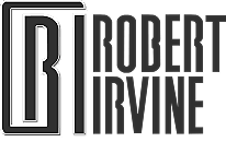 Robert Irvine logo design in black and white